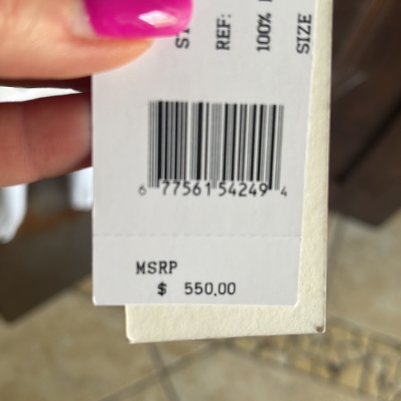 Nicole Miller collection, black&white lace dress with bell sleeves, nude lining. - Picture 5 of 9